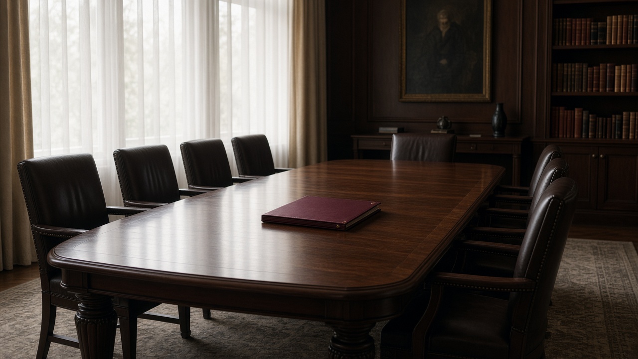 Formal consultation room with a sealed sexual-offense case file