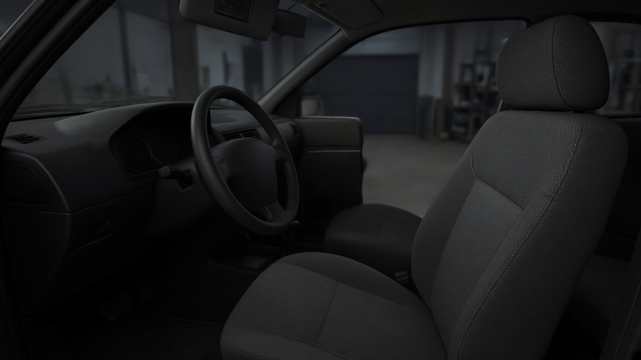 Empty driver’s seat and an ignition with no key