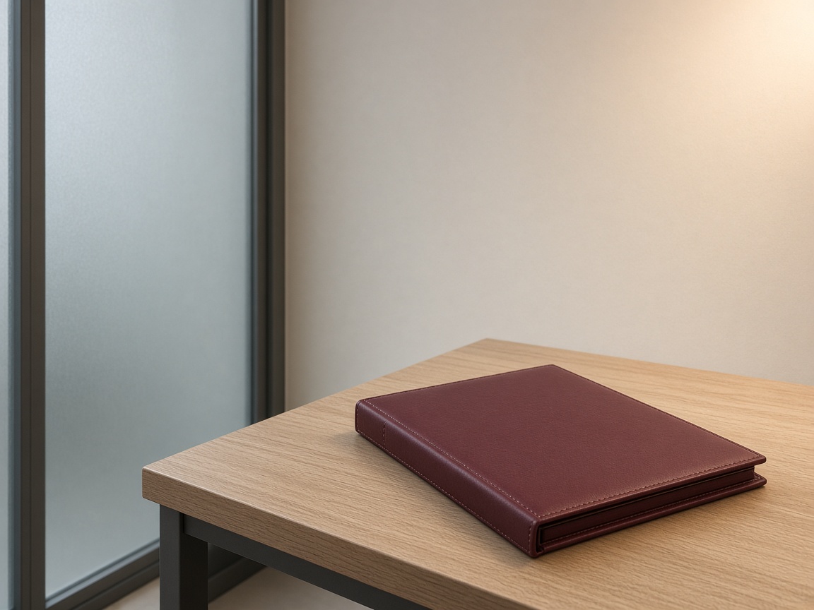 Private defense consultation room with a sealed confidential file
